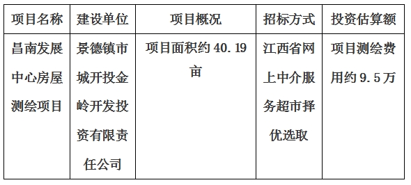 昌南發展中心房屋測繪項目計劃公告